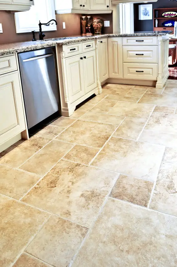textured floor design travertine tile kitchen