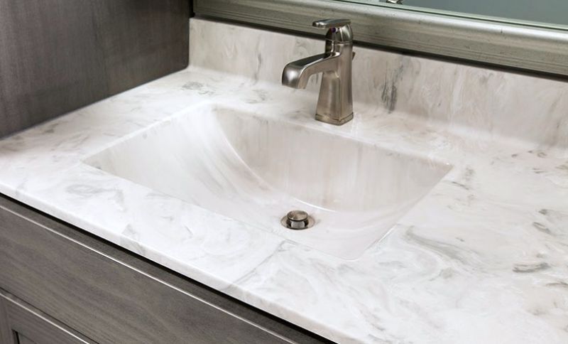 white cultured marble bathroom sink