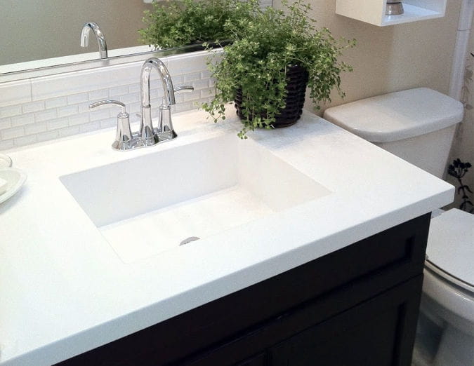 White Cultured Marble Integral Bathroom Vanity Top
